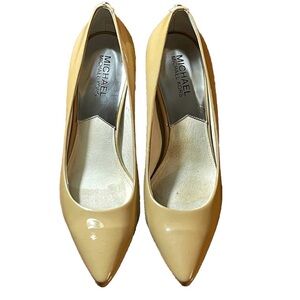 Michael Michael Kors Tan Cream Patent Leather Pump Stiletto Heels, Size‎ 9M